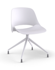 Side View of a Humanscale Trea Chair with four star base and glides. In white finish. Kansas City Office Furniture.