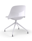 Back View of a Humanscale Trea Chair with four star base and glides. In white finish. Kansas City Office Furniture.