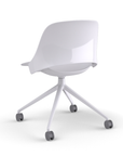 Back View of a Humanscale Trea Chair with four star base and casters. In white finish. Kansas City Office Furniture.