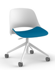 Humanscale Trea Chair with white backrest and blue seat on a white background. Kansas City Office Furniture.