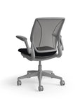 Humanscale World Chair with black mesh, gray frame, black fabric, back view. Kansas City Office Design