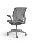 Humanscale World Chair with black mesh, gray frame, back view. Kansas City Office Design