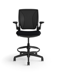 Humanscale World LM counter-height stool in black seat and black frame, side view