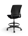 Humanscale World LM stool in black seat and black frame, back view. Kansas City Office Design.