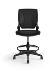 Humanscale World LM stool in black mesh seat and black frame, front view. Kansas City Office Design.