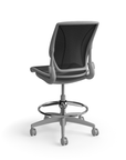 Humanscale World LM stool in black mesh seat and gray frame, back view. Kansas City Office Design.