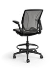 Humanscale World Stool with black mesh, black frame, back view. Kansas City Office Design