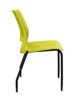 Side view of a SitOnIt Lumin 4Leg Stack Chair in green color with black frame. Kansas City Office Design.