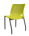Back view of a SitOnIt Lumin 4Leg Stack Chair in green color with black frame. Kansas City Office Design.