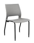 Front view of a SitOnIt Lumin 4Leg Stack Chair in gray color with black frame. Kansas City Office Design.
