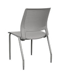 Back view of a SitOnIt Lumin 4Leg Stack Chair in gray color with silver frame. Kansas City Office Design.