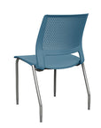 Back view of a SitOnIt Lumin 4Leg Stack Chair in lagoon color with silver frame. Kansas City Office Design.