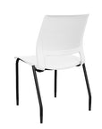 Back view of a SitOnIt Lumin 4Leg Stack Chair in white color with black frame. Kansas City Office Design.