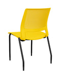Back view of a SitOnIt Lumin 4Leg Stack Chair in yellow color with black frame. Kansas City Office Design.