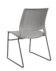 Back view of a SitOnIt Lumin sled base Stack Chair in gray color with black frame. Kansas City Office Design.