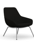 Front view of the 9to5 Lilly lounge chair in silver 4Leg metal frame and black Fabric. Kansas City Office Design