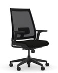 Front view of the 9to5 seating Luna highback task chair in black frame and black fabric. Kansas City Office Design.