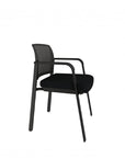 Praxton Side Chair with Black fabric seat, mesh back, and frame. Ergonomic Desk chair Kansas City, Missouri.