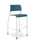 Baltic Blue AIS Pierce bar stool with white legs on a white background. Kansas City Office Design