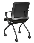 Back view of the SitOnIt Movi Nesting Chair in black vinyl fabric and black frame. Kansas City Office Design.