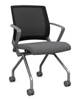 Front view of the SitOnIt Movi Nesting Chair in gray fabric and gray frame. Kansas City Office Design.