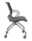 Side view of the SitOnIt Movi Nesting Chair in gray fabric and gray frame. Kansas City Office Design.