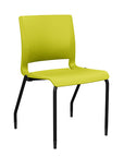 Front view of the SitOnIt Rio 4Leg Stacking chair in green poly with black frame. Kansas City Office Design.