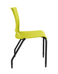 Side view of the SitOnIt Rio 4Leg Stacking chair in green poly with black frame. Kansas City Office Design.
