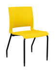 Front view of the SitOnIt Rio 4Leg Stacking chair in yellow poly with black frame. Kansas City Office Design.
