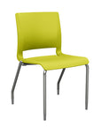Front view of the SitOnIt Rio 4Leg Stacking chair in green poly with silver frame. Kansas City Office Design.