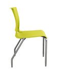 Side view of the SitOnIt Rio 4Leg Stacking chair in green poly with silver frame. Kansas City Office Design.