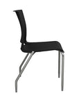 Side view of the SitOnIt Rio 4Leg Stacking chair in black poly with silver frame. Kansas City Office Design.