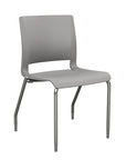 Front view of the SitOnIt Rio 4Leg Stacking chair in gray poly with silver frame. Kansas City Office Design.