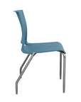 Side view of the SitOnIt Rio 4Leg Stacking chair in lagoon poly with silver frame. Kansas City Office Design.