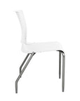 Side view of the SitOnIt Rio 4Leg Stacking chair in White poly with silver frame. Kansas City Office Design.