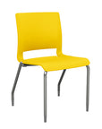 Front view of the SitOnIt Rio 4Leg Stacking chair in yellow poly with silver frame. Kansas City Office Design.