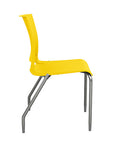 Side view of the SitOnIt Rio 4Leg Stacking chair in yellow poly with silver frame. Kansas City Office Design.