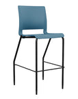 Front view of the SitOnIt Barstool in black frame with lagoon poly shell. Kansas city office design.
