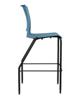 Side view of the SitOnIt Barstool in black frame with lagoon poly shell. Kansas city office design.