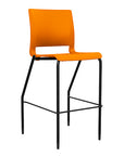 Front view of the SitOnIt Barstool in black frame with orange poly shell. Kansas city office design.