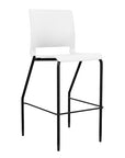 Front view of the SitOnIt Barstool in black frame with white poly shell. Kansas city office design.