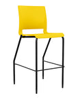 Front view of the SitOnIt Barstool in black frame with yellow poly shell. Kansas city office design.