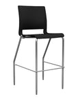 Front view of the SitOnIt BarStool in silver frame with black poly shell. Kansas city office design.