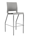 Front view of the SitOnIt BarStool in silver frame with gray poly shell. Kansas city office design.