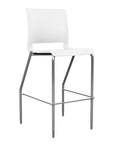Front view of the SitOnIt BarStool in silver frame with white poly shell. Kansas city office design.