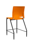 Back view of the SitOnIt Counter Stool in black frame with orange poly shell. Kansas city office design.