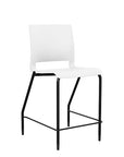 Front view of the SitOnIt Counter Stool in black frame with white poly shell. Kansas city office design.