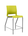 Front view of the SitOnIt Counter Stool in silver frame with green poly shell. Kansas city office design.