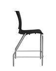 Side view of the SitOnIt Counter Stool in silver frame with black poly shell. Kansas city office design.
