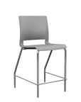 Front view of the SitOnIt Counter Stool in silver frame with gray poly shell. Kansas city office design.